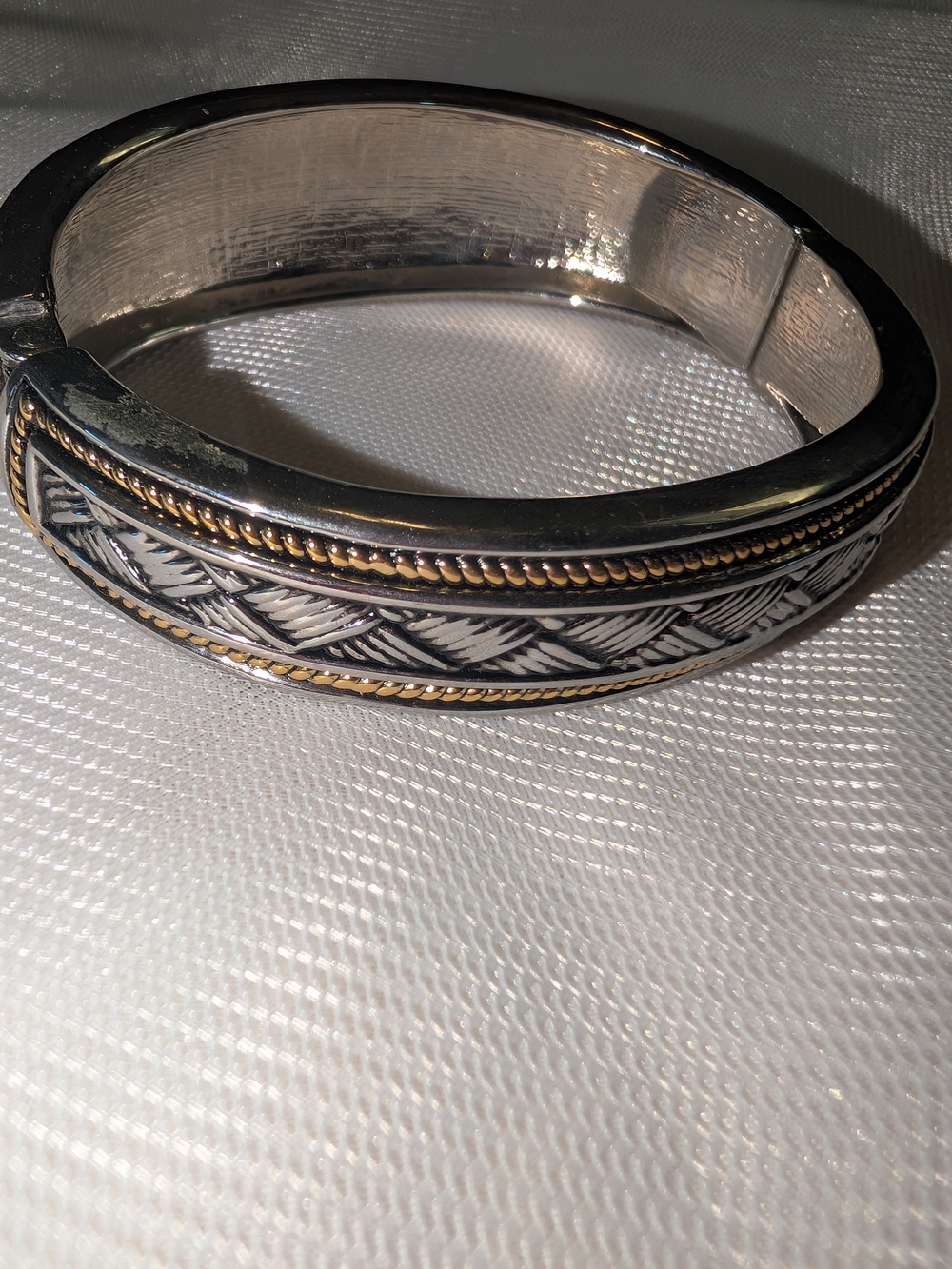 Silver and Gold Two-Tone Braided Cuff Bracelet